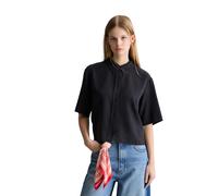 Kurzarmbluse MARC O'POLO DENIM "aus TENCEL™ Lyocell", Damen, Gr. XXL, blau depths, Obermaterial: 100% Lyocell, unifarben, regular fit bauchfrei, normaler Saum, Blusen (15540664-XXL) blau depths