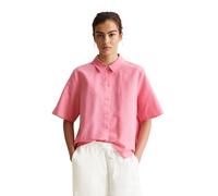 Kurzarmbluse MARC O'POLO DENIM "mit Falten-Details im Rücken", Damen, Gr. S, soft pink, Obermaterial: 53% Leinen, 47% Baumwolle, unifarben, regular fit normal, normaler Saum, Blusen (36313830-S) soft