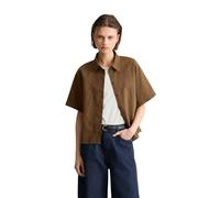 Kurzarmbluse MARC O'POLO DENIM "relaxed aus Leinen-Baumwolle-Mix", Damen, Gr. XL, umbra braun, Web, Obermaterial: 56% Leinen, 44% Baumwolle, relaxed fit normal, Blusen (15935745-XL) umbra braun