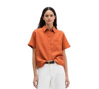 Kurzarmbluse MARC O'POLO "mit breiter Kellerfalten im Rücken", Damen, Gr. 32, orange (warm orange), Obermaterial: 100% Leinen, unifarben, regular fit normal, Blusen (85868569-32) warm orange