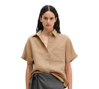 Kurzarmbluse MARC O'POLO "mit breiter Kellerfalten im Rücken", Damen, Gr. 38, beige (sandpaper), Obermaterial: 100% Leinen, unifarben, regular fit normal, Blusen (49722942-38) sandpaper