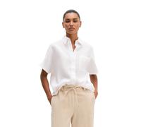 Kurzarmbluse MARC O'POLO "mit breiter Kellerfalten im Rücken", Damen, Gr. 40, weiß, Obermaterial: 100% Leinen, unifarben, regular fit normal, Blusen (99616411-40) weiß
