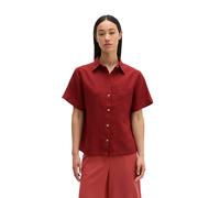 Kurzarmbluse MARC O'POLO "mit breiter Kellerfalten im Rücken", Damen, Gr. 42, rot (tall poppy), Obermaterial: 100% Leinen, unifarben, regular fit normal, Blusen (15729733-42) tall poppy
