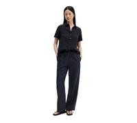 Kurzarmbluse MARC O'POLO, Damen, Gr. 44, schwarz (deep night blau), Web, Obermaterial: 100% Leinen, regular fit normal, Blusen, Leinenbluse regular mit breiter Kellerfalten im Rücken (61288721-44) dee