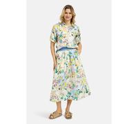 Kurzarmbluse MILANO ITALY, Damen, Gr. 40, bunt (light blau print), Web, Material: 100% Baumwolle, bedruckt, regular fit normal, hoch geschlossener Ausschnitt, eingesetzt elastischer Bund, Blusen, aus