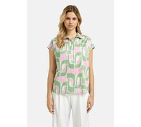 Kurzarmbluse MILANO ITALY, Damen, Gr. 40, bunt (orchid), Web, Material: 100% Baumwolle, bedruckt, regular fit normal, hoch geschlossener Ausschnitt, offene Kante, Blusen, aus Baumwolle (40141618-40) o