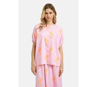 Kurzarmbluse MILANO ITALY, Damen, Gr. 44, pink, Web, Material: 100% Baumwolle, bedruckt, oversize normal, Rundhals, elastischer Bund, Blusen, aus Baumwolle (17578262-44) pink