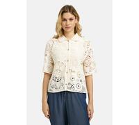 Kurzarmbluse MILANO ITALY, Damen, Gr. L, beige (sand), Web, Material: 100% Baumwolle, regular fit normal, hoch geschlossener Ausschnitt, eingesetzt gerader Abschluss, Blusen, aus Baumwolle (53291729-L