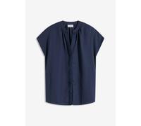 Kurzarmbluse BONPRIX, Damen, Gr. 40, dunkelblau, Web, Obermaterial: 100% Polyester, oversize, Blusen, Oversize Passform, mit V-Ausschnitt, mit Umlegekragen (22894330-40) dunkelblau