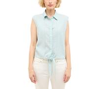 Kurzarmbluse MUSTANG "Damen Style Arvada", Damen, Gr. 38, blau (blau 5069), Crêpe, 100% Baumwolle, unifarben, relaxed fit, Blusen Kurzarmbluse (53881338-38)