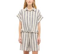 Kurzarmbluse MUSTANG "Damen Style Muce Short Sleeve", Damen, Gr. 40, 12915 blau, Twill, 70% Viskose, 30% Leinen, gestreift, regular fit, Blusen (46020749-40) 12915 blau