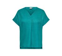 Kurzarmbluse ONLY CARMAKOMA "CARBAY S/S V-NECK TOP WVN", Damen, Gr. 42, biscay bay, Web, Obermaterial: 100% Polyester, unifarben, hüftlang, V-Ausschnitt, Blusen, Kunstfaser, regular fit (83265728-42)