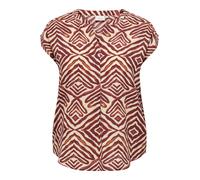 Kurzarmbluse ONLY CARMAKOMA "CARSHILLA SL SHIRT AOP VIS BS", Damen, Gr. 46, hot chocolate aop:tribe, Web, Obermaterial: 100% Viskose, bedruckt, regular fit, V-Ausschnitt, Blusen (22523445-46) hot choc