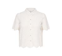 Kurzarmbluse ONLY CARMAKOMA "CARVALAIS S/S SHIRT WVN NOOS", Damen, Gr. 54, cloud dancer, Web, Obermaterial: 100% Baumwolle, unifarben, loose fit normal, Blusen Kurzarmbluse, Lochstickerei-Detail (7247