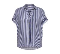 Kurzarmbluse ONLY CARMAKOMA "CARYASMIN SHIRT S/S WVN NOOS", Damen, Gr. 48, peacoat stripes:weiß, Web, Obermaterial: 100% Viskose, gestreift, normal, V-Ausschnitt, Blusen (14785846-48) peacoat stripes: