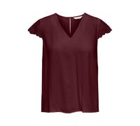 Kurzarmbluse ONLY "ONLELVA-VIA S/S DETAIL TOP WVN CS FR", Damen, Gr. XS, port royale, Web, Obermaterial: 100% Viskose, unifarben, normal, V-Ausschnitt, Blusen, Viskose, Spitze (85992426-XS) port royal