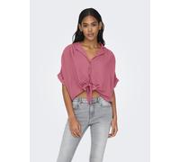 Kurzarmbluse ONLY "ONLPAULA LIFE S/S TIE SHIRT WVN NOOS", Damen, Gr. XS, heather rose, Web, Obermaterial: 100% Viskose, unifarben, regular fit normal, V-Ausschnitt, Blusen, Viskose, regular fit (66868