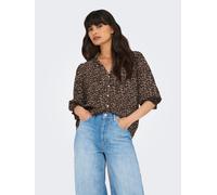 Kurzarmbluse ONLY "ONLRAYA 3/4 SHIRT WVN NOOS", Damen, Gr. XS, silber (silber mink aop:animal), Web, Obermaterial: 100% Viskose, bedruckt, lässig geschnitten normal, V-Ausschnitt, gesmokt, Blusen, Vis