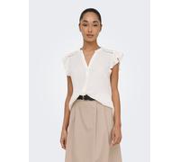 Kurzarmbluse ONLY "ONLROSELLA LIFE CAPSLEEVE SHIRT WVN NOOS", Damen, Gr. S, cloud dancer, Web, Obermaterial: 100% Viskose, unifarben, regular fit normal, V-Ausschnitt, Blusen, Viskose, regular fit (53