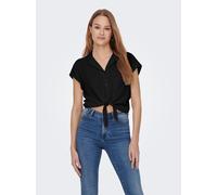 Kurzarmbluse ONLY "ONLTHYRA LIFE CAPSLEEVE SHIRT WVN", Damen, Gr. M (38), schwarz, Web, Obermaterial: 100% Baumwolle, unifarben, regular fit kurz, V-Ausschnitt, Blusen, Baumwolle, regular fit (3587133