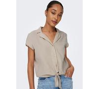 Kurzarmbluse ONLY "ONLTHYRA LIFE CAPSLEEVE SHIRT WVN", Damen, Gr. XS (34), oxford tan, Web, Obermaterial: 100% Baumwolle, unifarben, regular fit kurz, V-Ausschnitt, Blusen, Baumwolle, regular fit (276