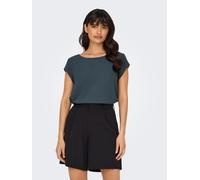 Kurzarmbluse ONLY "ONLVIC - feminines Blusenshirt in lockerer Form", Damen, Gr. 34, blau (ombre blau), Web, Obermaterial: 97% Polyester, 3% Elasthan, unifarben, regular fit Po-bedeckend, Rundhals, Blu