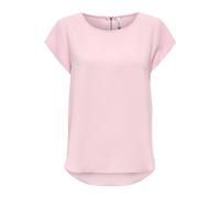 Kurzarmbluse ONLY "ONLVIC - feminines Blusenshirt in lockerer Form", Damen, Gr. 36, roseate spoonbill, Web, Obermaterial: 97% Polyester, 3% Elasthan, unifarben, regular fit Po-bedeckend, Rundhals, Blu
