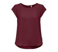 Kurzarmbluse ONLY "ONLVIC - feminines Blusenshirt in lockerer Form", Damen, Gr. 38, tawny port, Web, Obermaterial: 97% Polyester, 3% Elasthan, unifarben, regular fit Po-bedeckend, Rundhals, Blusen, re