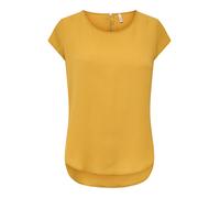 Kurzarmbluse ONLY "ONLVIC - feminines Blusenshirt in lockerer Form", Damen, Gr. 42, harvest gold, Web, Obermaterial: 97% Polyester, 3% Elasthan, unifarben, regular fit Po-bedeckend, Rundhals, Blusen, 