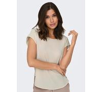 Kurzarmbluse ONLY "ONLVIC - feminines Blusenshirt in lockerer Form", Damen, Gr. 44, gelb (moonbeam), Web, Obermaterial: 97% Polyester, 3% Elasthan, unifarben, regular fit Po-bedeckend, Rundhals, Bluse