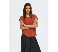 Kurzarmbluse ONLY "ONLVIC - feminines Blusenshirt in lockerer Form", Damen, Gr. 44, rot (picante), Web, Obermaterial: 97% Polyester, 3% Elasthan, unifarben, regular fit Po-bedeckend, Rundhals, Blusen,