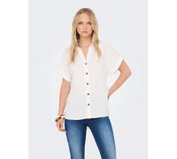 Kurzarmbluse ONLY "ONLYASMIN SHIRT S/S WVN NOOS", Damen, Gr. M, snow weiß, Web, Obermaterial: 100% Viskose, unifarben, regular fit normal, Blusen, Viskose, hinten etwas länger geschnitten (73546111-M)