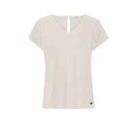 Kurzarmbluse OXMO "Kurzarmbluse OXSabine", Damen, Gr. 38, beige (cement), Obermaterial: 55% Leinen LI. 45% Viskose CV., Blusen (95162525-38) cement