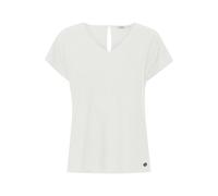 Kurzarmbluse OXMO "Kurzarmbluse OXSabine", Damen, Gr. 40, weiß (sanftes weiß), Obermaterial: 55% Leinen LI. 45% Viskose CV., Blusen (31546440-40) sanftes weiß