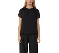 Kurzarmbluse S.OLIVER BLACK LABEL, Damen, Gr. 34, schwarz, Web, Obermaterial: 100% Polyester. Futter: 100% Viskose, unifarben, normal hüftbedeckend, Rundhals, Blusen, mir Raffung am Ausschnitt (345390