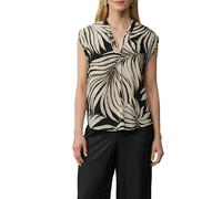 Kurzarmbluse S.OLIVER BLACK LABEL, Damen, Gr. 36, schwarz (taupe, schwarz), Obermaterial: 100% Viskose, bedruckt, regular fit taillenbedeckt, V-Ausschnitt, Blusen, mit All-Over Print (20562125-36) tau