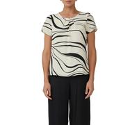 Kurzarmbluse S.OLIVER BLACK LABEL, Damen, Gr. 40, braun (braun aop), Crêpe, Obermaterial: 100% Viskose, bedruckt, regular fit taillenbedeckt, Rundhals, Blusen Kurzarmbluse, mit All-Over Print (4867360