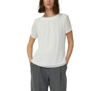 s.Oliver Luftige Chiffon-Bluse mit Viskose-Futter und abgesteppter Raffung Creme Gr. 40