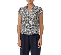 Kurzarmbluse S.OLIVER BLACK LABEL, Damen, Gr. 46, blau, Web, Obermaterial: 100% Viskose, bedruckt, regular fit taillenbedeckt, V-Ausschnitt, Blusen Kurzarmbluse, mit All-Over Print (88289420-46)