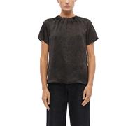 Kurzarmbluse S.OLIVER BLACK LABEL, Damen, Gr. 46, braun aop, Web, Obermaterial: 100% Polyester, bedruckt, normal hüftbedeckend, Rundhals, abgesteppte Kante, Blusen, Sommerbluse mit Animal-Print (27795