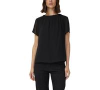 Luftige Chiffon-Bluse mit gesteppter Raffung 46 schwarz 2177690.9999.46