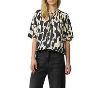Kurzarmbluse S.OLIVER, Damen, Gr. 34, schwarz (schwarz aop), Obermaterial: 84% Viskose, 16% Polyamid, bedruckt, relaxed fit taillenbedeckt, Rundhals, gerader Abschluss, Blusen, mit All-Over Print (303