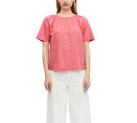 Kurzarmbluse S.OLIVER, Damen, Gr. 36, marsala pink, Web, Obermaterial: 52% Leinen, 48% Viskose, unifarben, hüftbedeckend, Rundhals, abgesteppte Kante, Blusen, Sommerbluse mit Bindeband im Rücken (1285