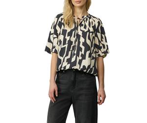 Kurzarmbluse S.OLIVER, Damen, Gr. 36, schwarz (schwarz aop), Obermaterial: 84% Viskose, 16% Polyamid, bedruckt, relaxed fit taillenbedeckt, Rundhals, gerader Abschluss, Blusen, mit All-Over Print (303