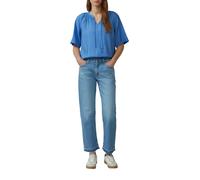 Kurzarmbluse S.OLIVER, Damen, Gr. 42, blau (french blau), Obermaterial: 84% Viskose, 16% Polyamid, bedruckt, relaxed fit taillenbedeckt, Rundhals, gerader Abschluss, Blusen, mit All-Over Print (196526