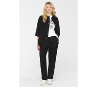 Kurzarmbluse SENSES.THE LABEL, Damen, Gr. XL, schwarz, Cord, Material: 100% Polyester, unifarben, oversize normal, hoch geschlossener Ausschnitt, Ärmel mit Ärmelschlitz 1-Knopf-Manschette, Blusen, aus