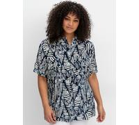 Kurzarmbluse SHEEGO BY JOE BROWNS, Damen, Gr. 46, blau (blaubeere, gemustert), 100% Viskose, gemustert, Blusen (89034044-46) blaubeere, gemustert