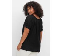Kurzarmbluse SHEEGO BY JOE BROWNS, Damen, Gr. 56, schwarz, 100% Baumwolle, unifarben, Carmenausschnitt, Blusen (12556032-56) schwarz