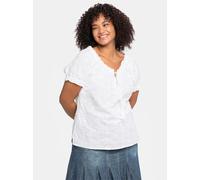Kurzarmbluse SHEEGO BY JOE BROWNS, Damen, Gr. 58, weiß, 100% Baumwolle, unifarben, Carmenausschnitt, Blusen (59690162-58) weiß