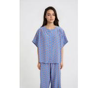 Kurzarmbluse SMITH & SOUL, Damen, Gr. L, blau (indigo), Web, Material: 100% Viskose, bedruckt, regular fit normal, Rundhals, Fledermausärmel gerader Abschluss, Blusen, mit All Over Print (95472730-L)